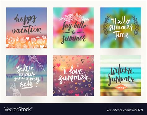 Summer Holidays And Vacation Greeting Cards Vector Image