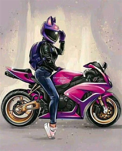 Motorcycle Biker Love Biker Girl Comic Art Girls Girls Cartoon Art