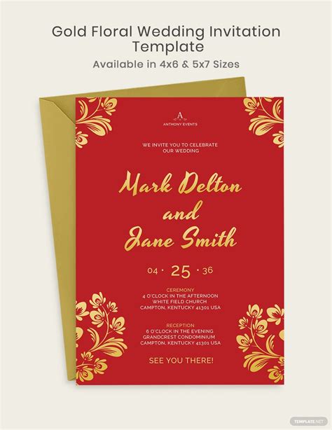 Gold Floral Wedding Invitation Template Download In Word Pdf