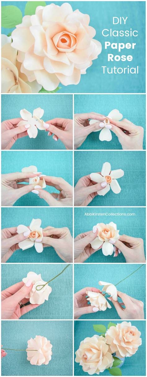 Diy Paper Rose Step By Step Tutorial Paper Roses Paper Rose Craft