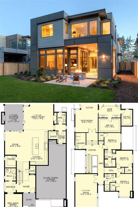 Two Storey Modern House Designs With Floor Plan