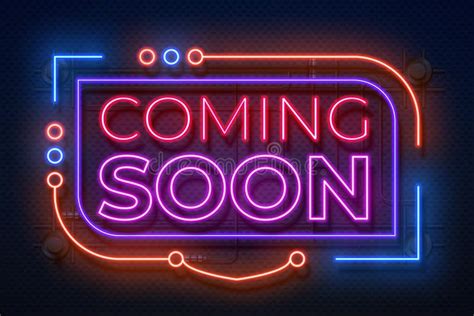 Neon Coming Soon Sign Film Announce Badge New Shop Promotion Glowing
