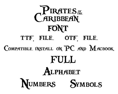 Pirates Of The Caribbean Font File Ttf True Type Font Installable On