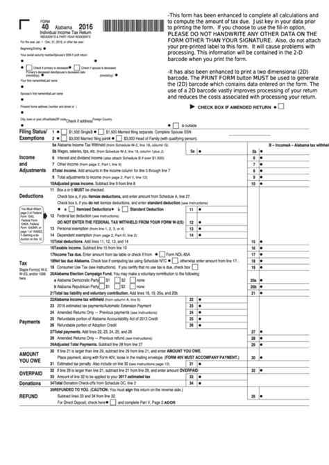 Top 11 Alabama Tax Form 40 Templates Free To Download In Pdf Format