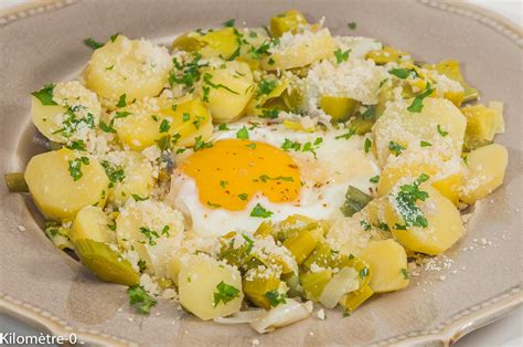 Poêlée de poireaux et pommes de terre aux oeufs Kilomètre-0