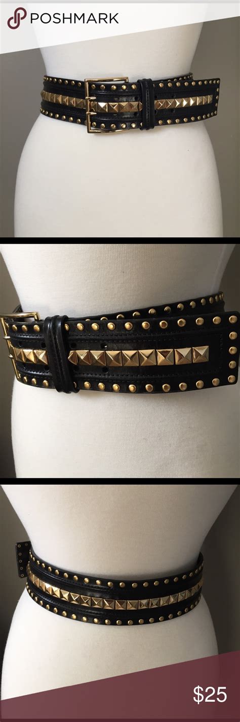 Black And Gold Studded Belt Studded Belt Gold Studs Studded
