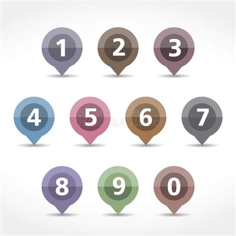 Numbered Pin Marker For Gps Map Flat Icons Set Stock Vector