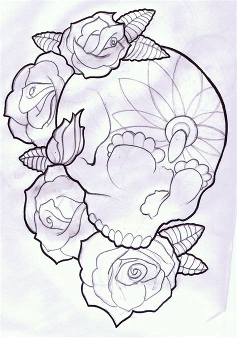 Classic anchor with roses tattoo design for wrist. Candy Skull And Roses Tattoo Design By Thirteen7s On ...