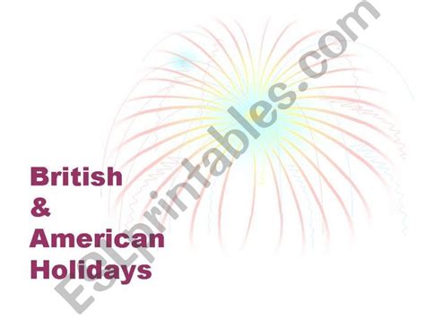 Esl English Powerpoints Britsh And American Holidays
