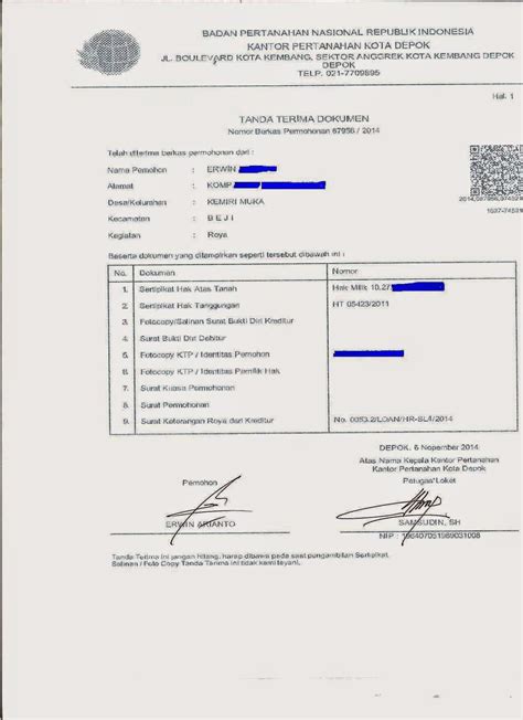 Contoh surat tanda terima dokumen. Ngurus Roya Sendiri Di Depok, Murah dan Cepat ~ Blog Informasi