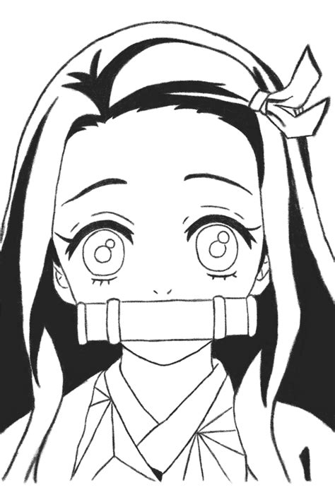 Nezuko Uncolored Version Rdrawing