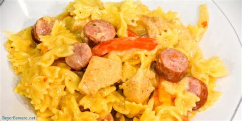 Reduce to a simmer and stir in heavy cream and pasteurized cheese; This Cajun chicken and smoked sausage pasta recipe is a ...