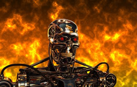 Wallpaper Metal Fire Steel Robot Cyborg Terminator Terminator T