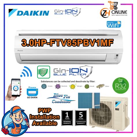 WIFI DAIKIN R32 3HP Air Conditioner FTV85PBV1MF Gin ION Filter Standard