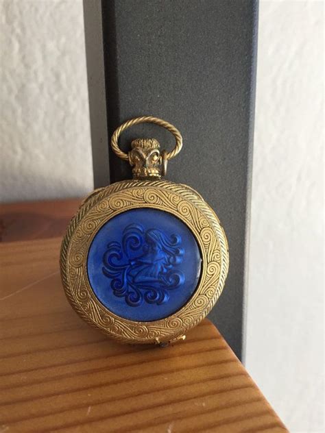 Max Factor Solid Perfume Locket Pocket Watch Fob Style Blue Etsy