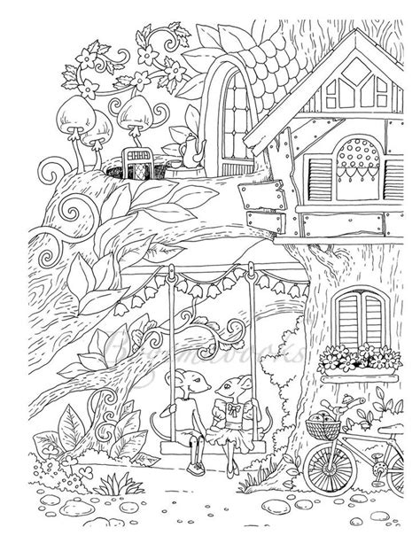 A tree is nice coloring page that you can customize and print for kids. Nice Little Town 5 (Adult Coloring Book, Coloring pages ...