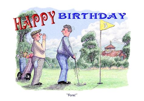 Happy Birthday Golfing Humour Cartoon A5 Funny Blank Greeting Etsy