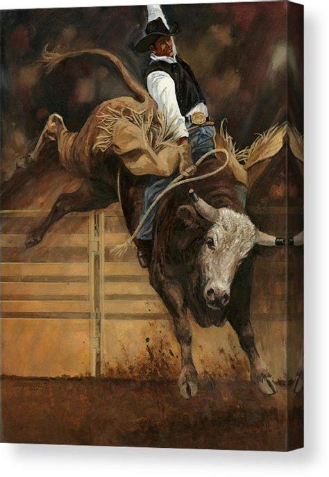 Bull Riding 1 Canvas Print Canvas Art By Don Langeneckert Bull Riding Pbr Bull Riding