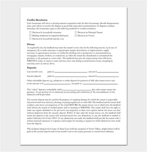 Printable sample simple room rental agreement form real estate. Lease form for private room rental word document