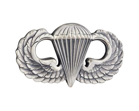 Us Army Parachute Badge Silver Oxide Miniature