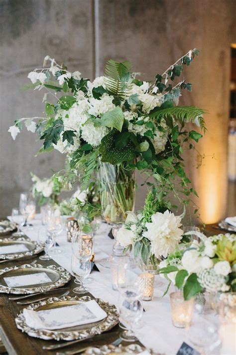 Greenery Wedding Centerpiece Tall Greenery White Flower