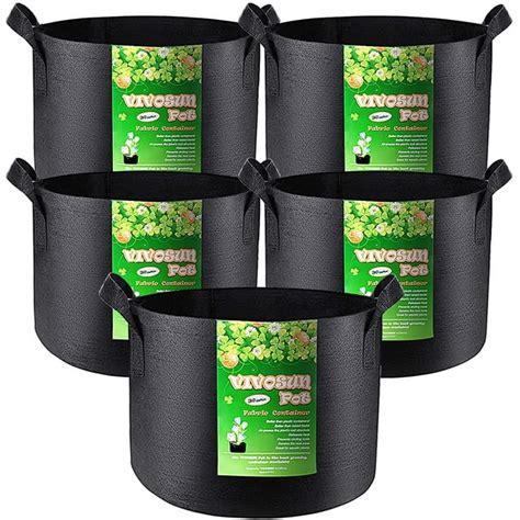 Vivosun 5 Pack 30 Gallons Plant Grow Bags Heavy Duty Thickened