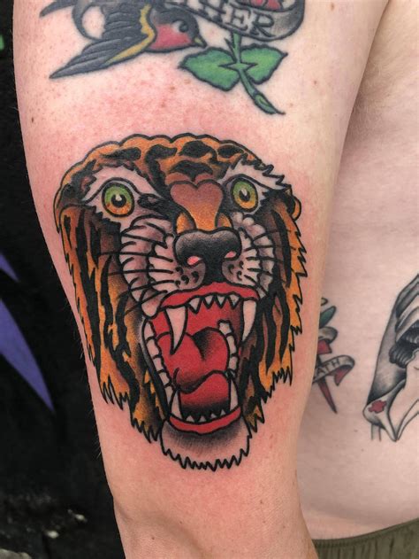 Sailor Jerry Tiger Head At Old Ironside Tattoo In Honolulu Hawaii By