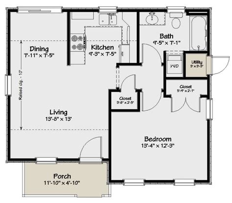 Cottage Plan 550 Square Feet 1 Bedroom 1 Bathroom 1502 00011