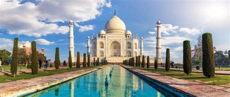 Taj Mahal In India Panoramic View Agra Uttar Pradesh Stock Image