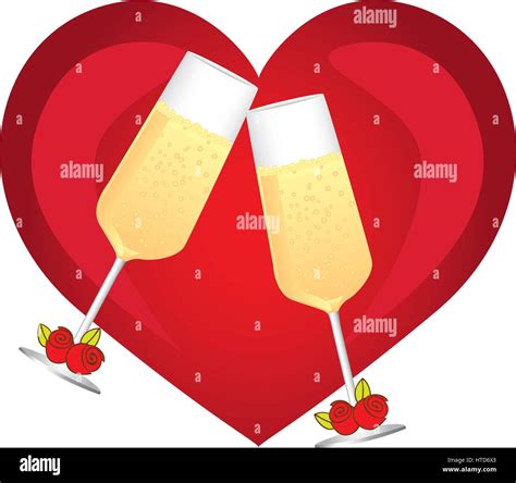 Colorful Silhouette Heart With Toast Champagne Glasses For Wedding Stock Vector Image And Art Alamy