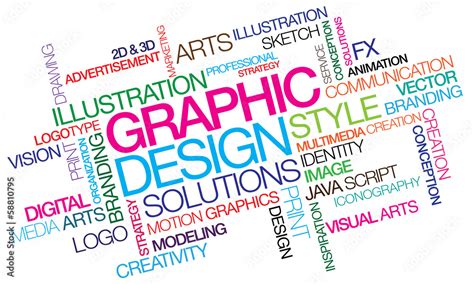 Graphic Design Colored Word Tag Cloud Template Illustration Stock