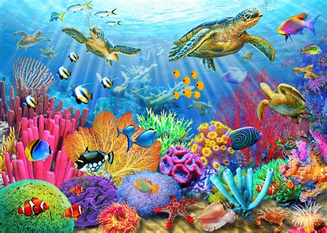 Turtle Coral Reef Sfeervolle Poster Photowall