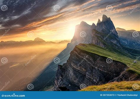 Breathtaking Alpine Highlands In Sunny Day Impressively Beautiful Odle