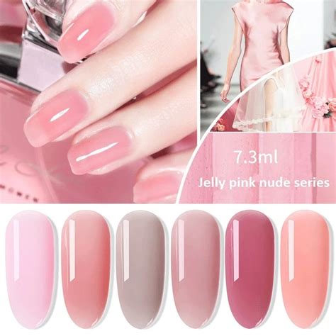 7 3ml Pink Jelly Nail Gel Semi Transparent Nude Pomelo Pure Pink Cafe