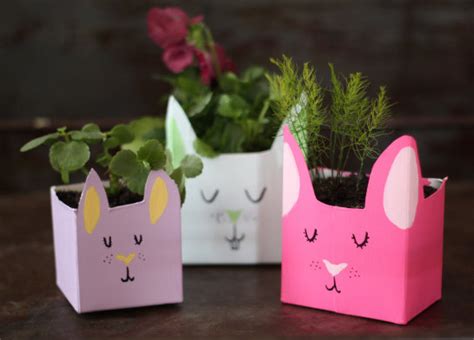 How To Bunny Planters From Recycled Milk Cartons 17 Apart