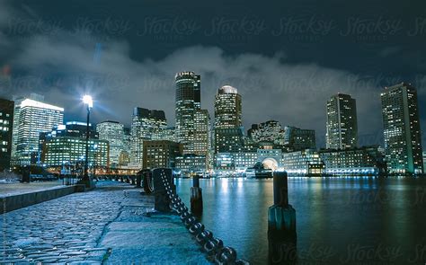 Boston Harbor At Night Landscape By Stocksy Contributor Raymond