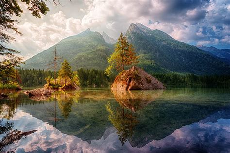 Mountains Wall Mural | Fascinating Wallpaper With Rain And Mountains