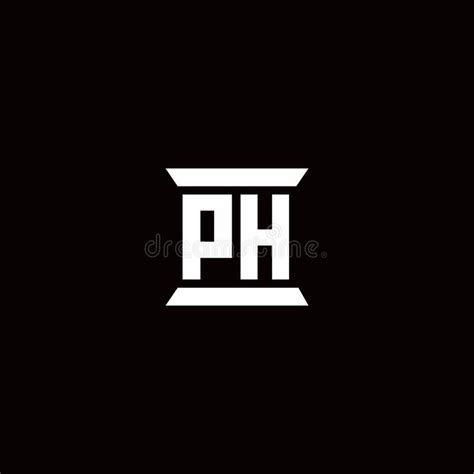 Ph Logo Monogram With Pillar Shape Designs Template Stock Vector