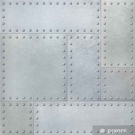 Wall Mural Metal Plates With Rivets Seamless Background Or Texture