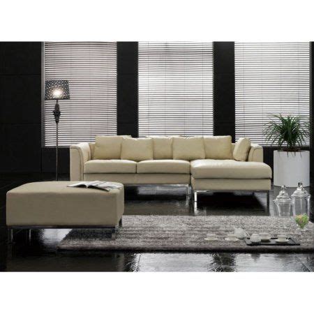 Large modern corner sofa with extra soft leg section, padded stool. Velago Oslo Modern Leather Sectional Sofa with Ottoman # ...
