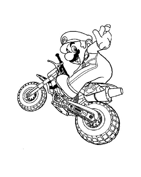 Dangerous entry into the turn! Mario and Motorbike - Mario Bros Kids Coloring Pages