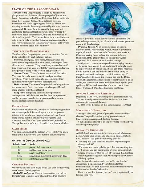 Looking for feedback on 5E Paladin: Oath of the Dragonsguard | Dungeons, dragons homebrew, Dnd ...