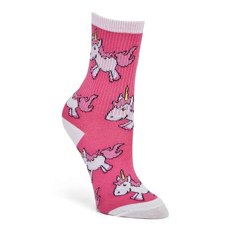 K Bell Girls Unicorns Pink Crew Med Socks