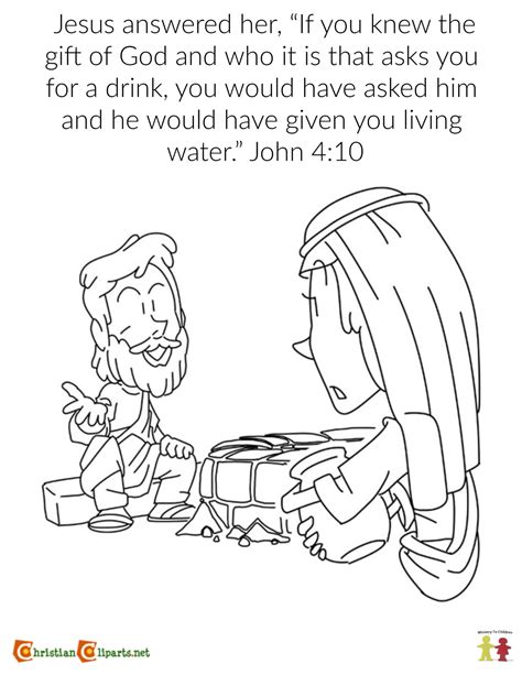 Coloring Page: The Woman at the Well (John 4:10) | Ministry-To-Children