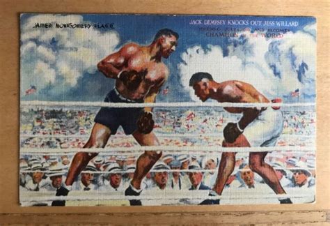 Vintage Postcard Jack Dempsey Knocks Out Jess Willard 1919 Boxing