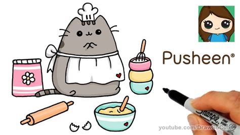 You will learn how to draw pusheen cat characters such as : آموزش نقاشی گربه پوشین در حال پخت و پز