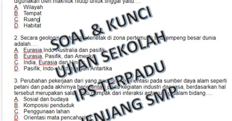 Kini, ketujuh siswa tersebut sudah diisolasi di. Soal dan Kunci Jawaban Ujian Sekolah IPS Terpadu Kelas 9 - Kherysuryawan.id