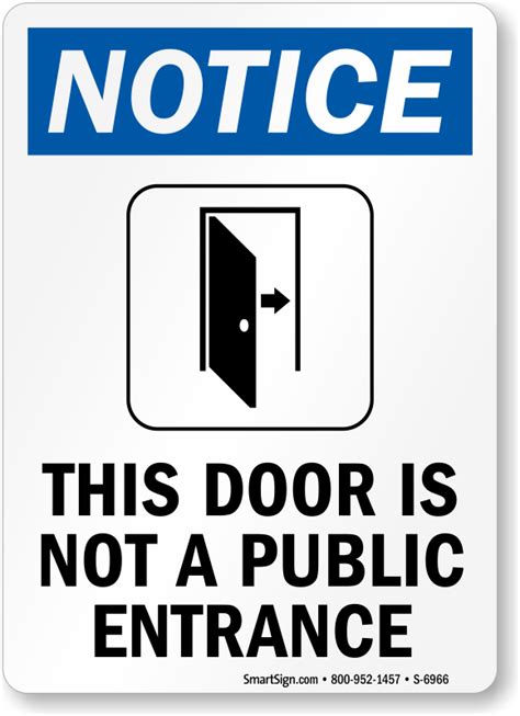 This Door Is Not A Public Entrance Osha Notice Sign Sku S 6966