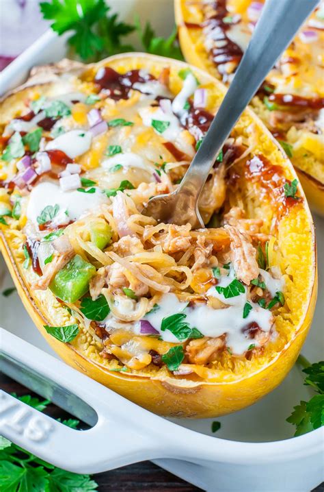 Despite my excitement about zucchini and summer squash hitting the market and showing up in my csa, it doesn't take long before i am totally overwhelmed. BBQ Chicken Spaghetti Squash - Peas And Crayons
