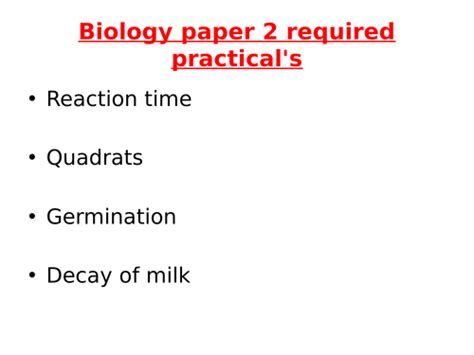 Aqa Biology Paper 2 Required Practicals Teaching Resources